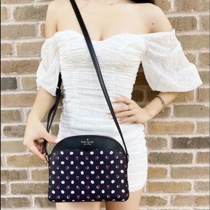 Kate Spade Payton Medium Dome Crossbody Fiesta Dot Black Multi
